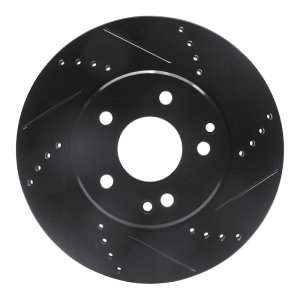 Mercedes-Benz C280 Brake Rotor (1) - Front Right - R1 Concepts - Drilled & Slotted - Black - `96-`15